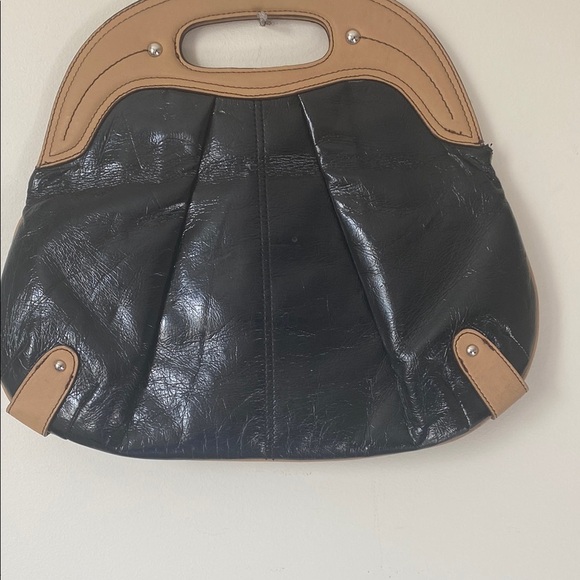 Nine West Black and Tan Clutch with Wooden Handle - Picture 3 of 5